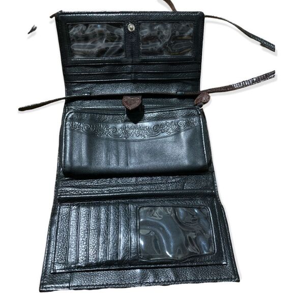 Brighton small wallet/bag Crossbody black and brown woven & crocodile print - Picture 5 of 11